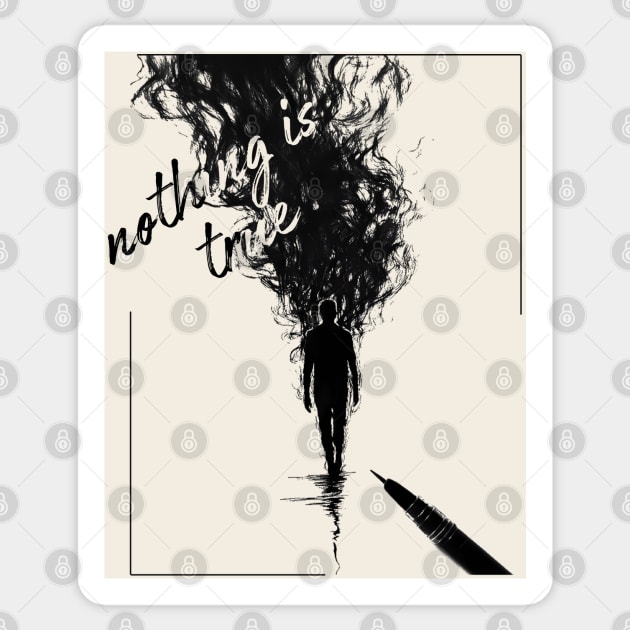 Nothing is Real - Surrealist Line Art Sticker by TuncGK